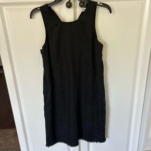 Tommy Bahama Black Sleeveless Sheath Midi Dress Linen lined with pockets Small